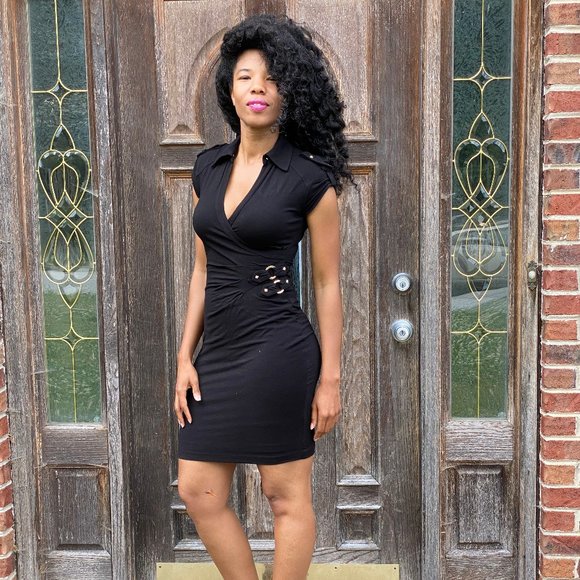 Cache Mini Black Bodycon Dress - Picture 4 of 8